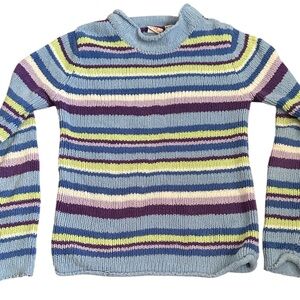 Vtg Basic Editions Stripe Sweater 90s Y2k Cozy Soft Girls YOUTH 14/16 AS IS